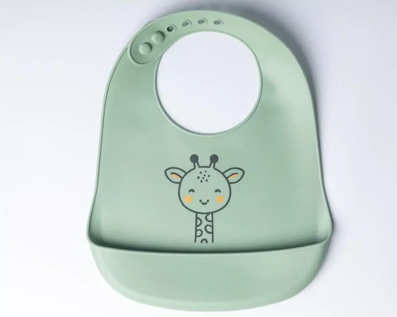 Yummy Bavoir en silicone avec poche Girafe 9m+ Vert pastel
