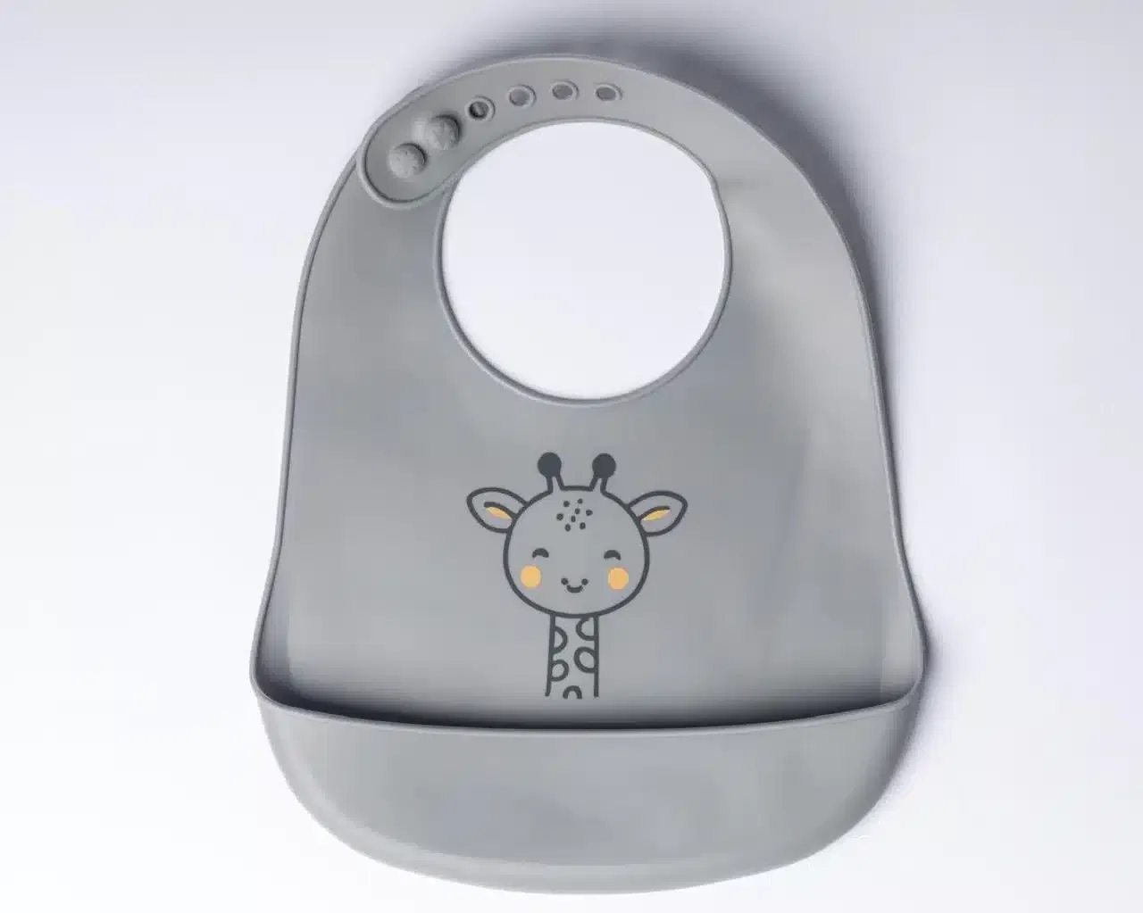 Yummy Bavoir en silicone avec poche Girafe 9m+ Gris