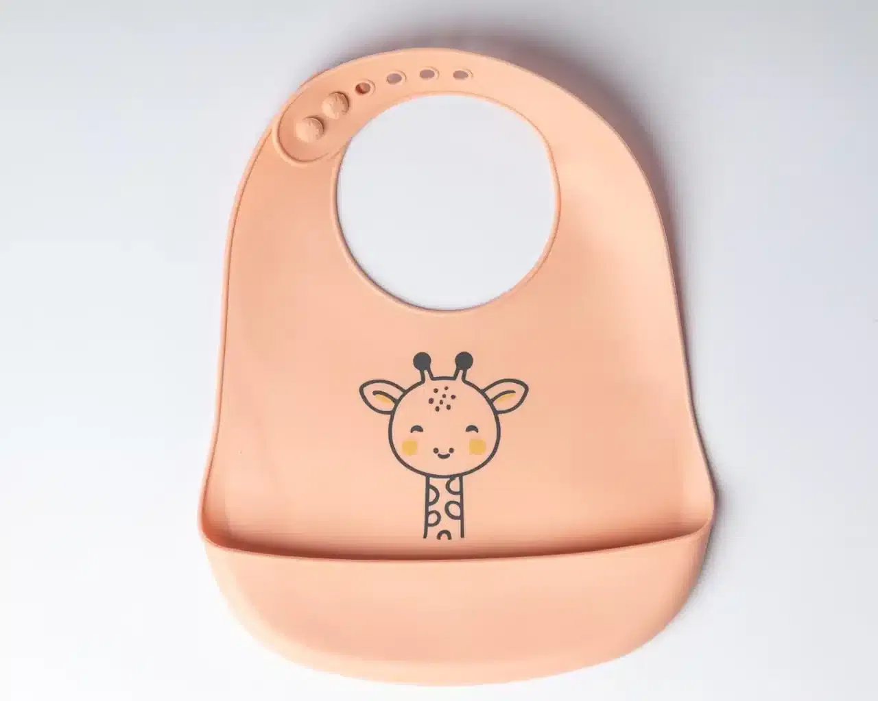 Yummy Bavoir en silicone avec poche Girafe 9m+ Corail