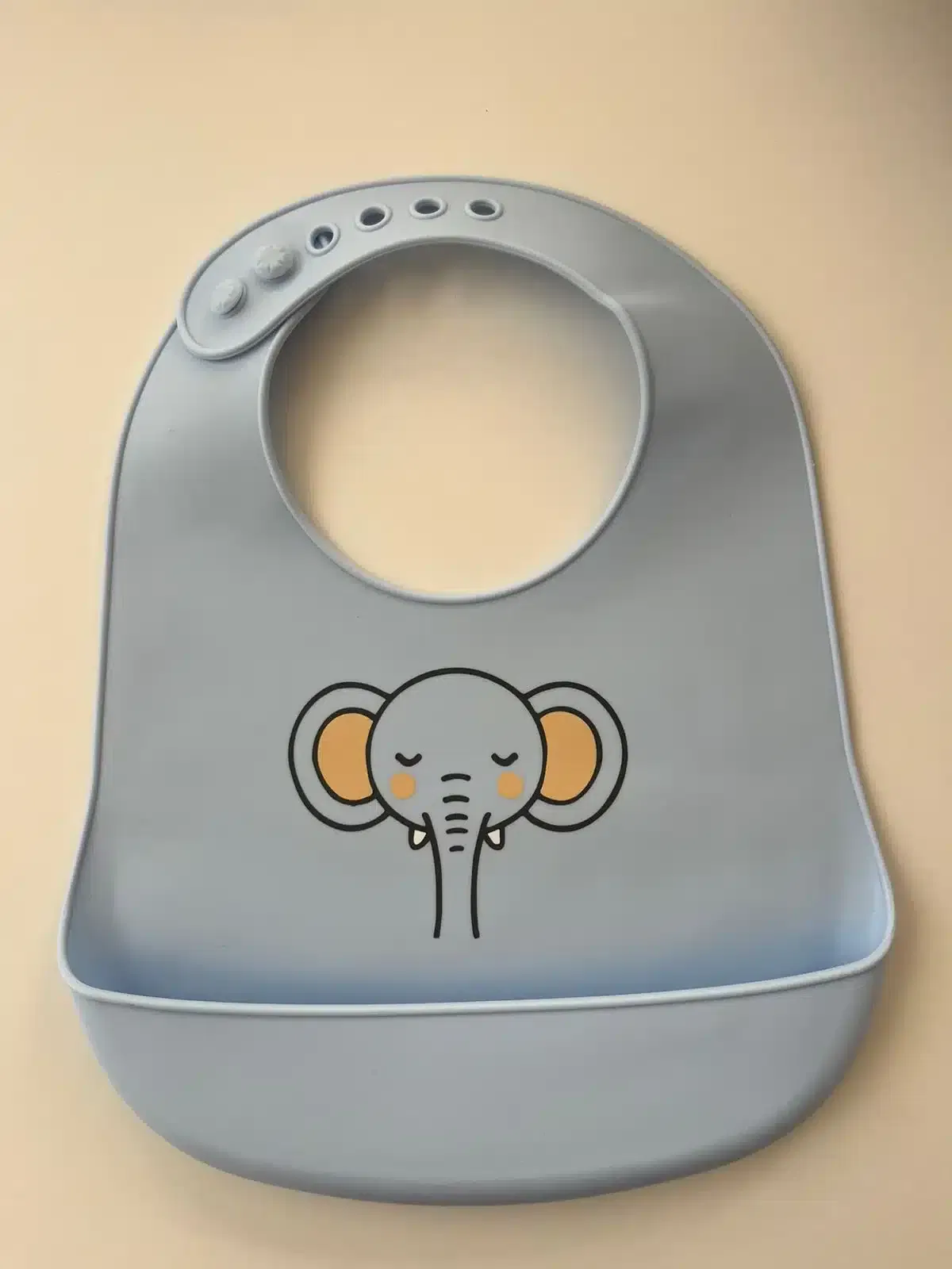 Yummy Bavoir en silicone avec poche Elephant 9m+ Bleu ciel