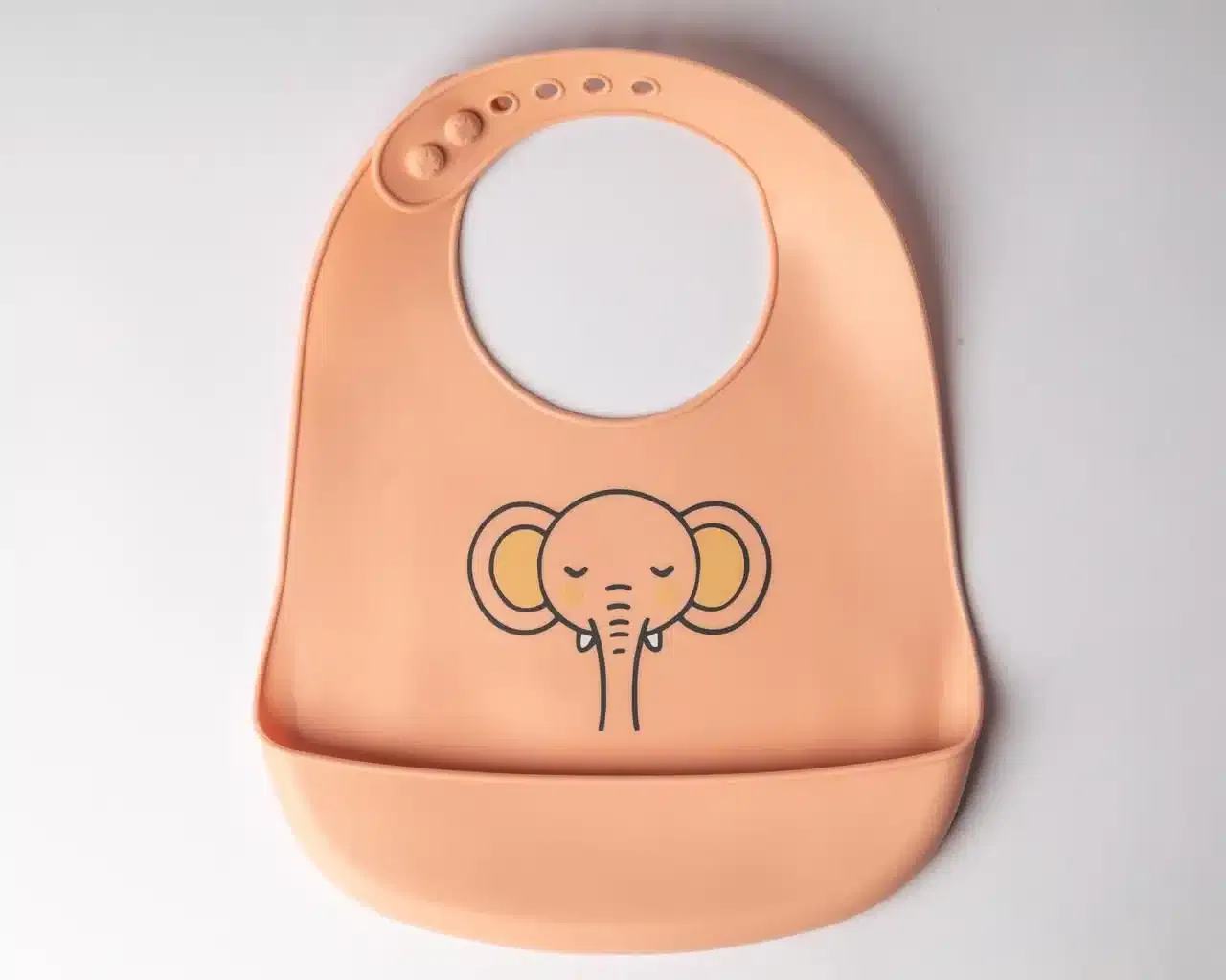 Yummy Bavoir en silicone avec poche Elephant 9m+ Corail