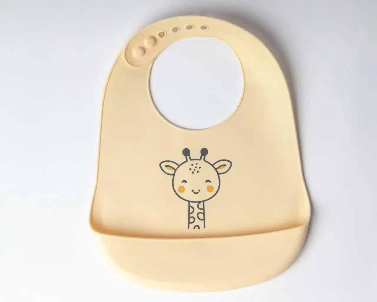 Yummy Bavoir en silicone avec poche Girafe 9m+ Beige