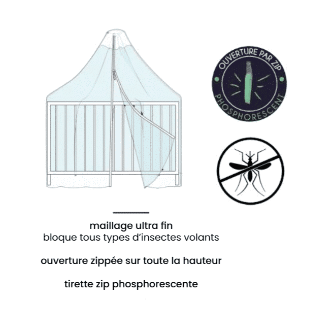 Domiva Ciel de lit moustiquaire universelle + Flèche simple pour lit