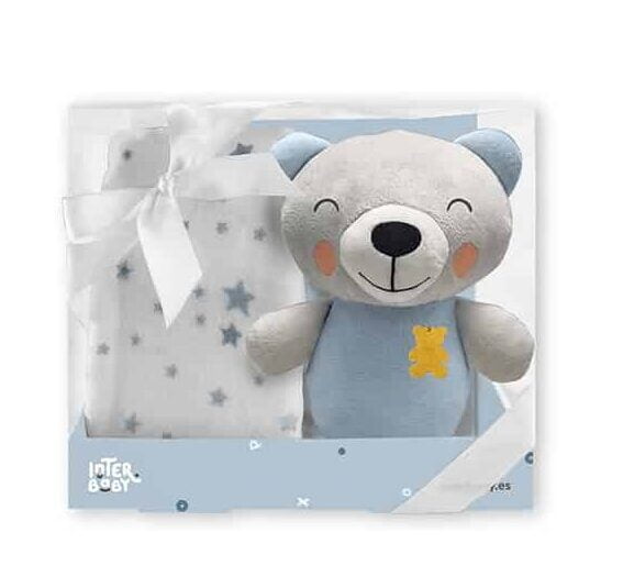 Interbaby Couverture + Peluche Ours Bleu
