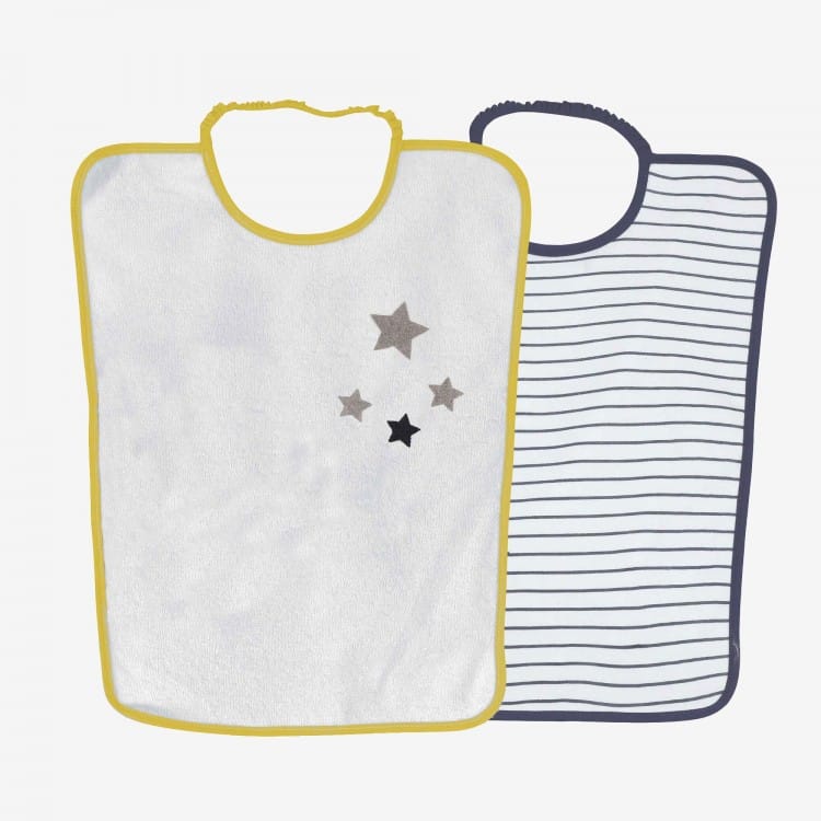 Trois Kilos Sept Lot de 2 bavoirs maternelle – marinière 12m+